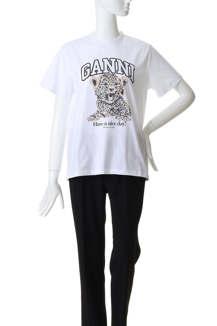 【ガニー/GANNI】のBasic Jersey Leopard Relaxed Tシャツ 人気、トレンドファッション・服の通販 founy(ファニー) 　ファッション　Fashion　レディースファッション　Fashion for Women　トップス・カットソー　Cut & Sew Tops　シャツ・ブラウス・オフィスカジュアル　Elegant Blouses & Button-Ups　ロングTシャツ・Tシャツ　Longline T-Shirts & Tees　カットソー・ベーシックTシャツ　Cut-and-Sewn Tops / Stretch Tees & Basics　2026年　2026　おすすめ　Recommended / Our Picks　イラスト　Illustration　ショート　Short, Short Length　スリーブ　Sleeve, Long Sleeve / Short Sleeve　プリント　Print, Printed Pattern　モノトーン　Monotone, Black and White　夏　Summer　春　Spring　S/S・春夏　SS, Spring/Summer, Warm Season　other-2|ID: prp329100004828064 ipo3291000000035135889