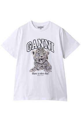 【ガニー/GANNI】 Basic Jersey Leopard Relaxed Tシャツ人気、トレンドファッション・服の通販 founy(ファニー) ファッション Fashion レディースファッション Fashion for Women トップス・カットソー Cut & Sew Tops シャツ・ブラウス・オフィスカジュアル Elegant Blouses & Button-Ups ロングTシャツ・Tシャツ Longline T-Shirts & Tees カットソー・ベーシックTシャツ Cut-and-Sewn Tops / Stretch Tees & Basics 2026年 2026 おすすめ Recommended / Our Picks イラスト Illustration ショート Short, Short Length スリーブ Sleeve, Long Sleeve / Short Sleeve プリント Print, Printed Pattern モノトーン Monotone, Black and White 夏 Summer 春 Spring S/S・春夏 SS, Spring/Summer, Warm Season |ID:prp329100004828064