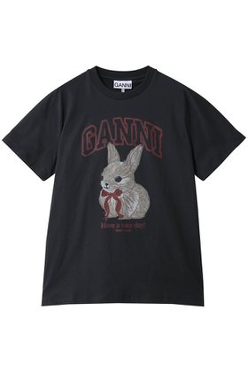 【ガニー/GANNI】 Basic Cotton Jersey Rabbit プリントTシャツ人気、トレンドファッション・服の通販 founy(ファニー) ファッション Fashion レディースファッション Fashion for Women トップス・カットソー Cut & Sew Tops シャツ・ブラウス・オフィスカジュアル Elegant Blouses & Button-Ups ロングTシャツ・Tシャツ Longline T-Shirts & Tees カットソー・ベーシックTシャツ Cut-and-Sewn Tops / Stretch Tees & Basics 2026年 2026 ショート Short, Short Length スリーブ Sleeve, Long Sleeve / Short Sleeve プリント Print, Printed Pattern ベーシック Basic, Essential ボトム Bottoms, Lower Wear 夏 Summer 春 Spring S/S・春夏 SS, Spring/Summer, Warm Season |ID:prp329100004828066