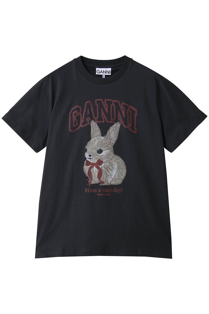 【ガニー/GANNI】のBasic Cotton Jersey Rabbit プリントTシャツ インテリア・キッズ・メンズ・レディースファッション・服の通販 founy(ファニー) 　ファッション　Fashion　レディースファッション　Fashion for Women　トップス・カットソー　Cut & Sew Tops　シャツ・ブラウス・オフィスカジュアル　Elegant Blouses & Button-Ups　ロングTシャツ・Tシャツ　Longline T-Shirts & Tees　カットソー・ベーシックTシャツ　Cut-and-Sewn Tops / Stretch Tees & Basics　2026年　2026　ショート　Short, Short Length　スリーブ　Sleeve, Long Sleeve / Short Sleeve　プリント　Print, Printed Pattern　ベーシック　Basic, Essential　ボトム　Bottoms, Lower Wear　夏　Summer　春　Spring　S/S・春夏　SS, Spring/Summer, Warm Season　ファントム|ID: prp329100004828066 ipo3291000000036105880
