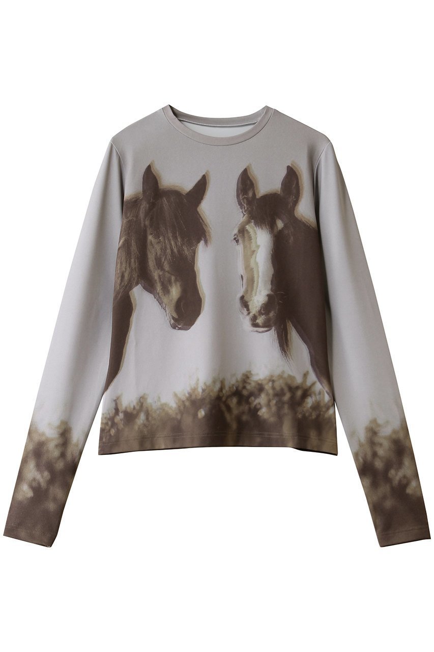 【メゾンスペシャル/MAISON SPECIAL】のTwin Horse Skin Top/ツインホーススキントップ インテリア・キッズ・メンズ・レディースファッション・服の通販 founy(ファニー) ファッション Fashion レディースファッション Fashion for Women トップス・カットソー Cut & Sew Tops シャツ・ブラウス・オフィスカジュアル Elegant Blouses & Button-Ups ロングTシャツ・Tシャツ Longline T-Shirts & Tees カットソー・ベーシックTシャツ Cut-and-Sewn Tops / Stretch Tees & Basics インナー Innerwear スリーブ Sleeve, Long Sleeve / Short Sleeve フィット Fit, Slim Fit プリント Print, Printed Pattern ロング Long, Long-Length BLK(ブラック)|ID: prp329100004828082 ipo3291000000035468129