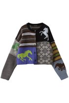 【メゾンスペシャル/MAISON SPECIAL】のHorse Knit Cardigan/ホースニットカーデ 人気、トレンドファッション・服の通販 founy(ファニー) ファッション Fashion レディースファッション Fashion for Women トップス・カットソー Cut & Sew Tops ニット Knit Tops & Sweaters カーディガン・羽織り Layered Style Cardigans カラフル Colorful Design カーディガン Cardigan, Knitwear バランス Balance, Style Balance ボーダー Border, Stripe モチーフ Motif, Design Theme ランダム Random, Irregular 冬 Winter / This Winter thumbnail BLU(ブルー)|ID: prp329100004828083 ipo3291000000036030566