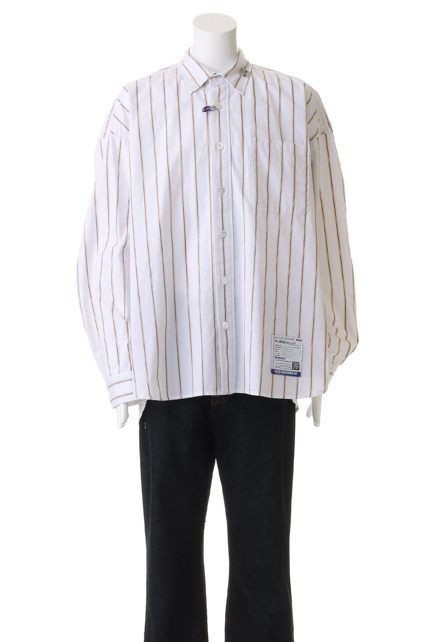 【メゾン ミハラヤスヒロ/Maison MIHARA YASUHIRO / MEN】の【MEN】【in-stru(men-tal).】COTTON HIGH DENSITY ストライプ ロングスリーブ シャツ 人気、トレンドファッション・服の通販 founy(ファニー) 　ファッション　Fashion　メンズファッション　Fashion for Men　2026年　2026　ストライプ　Stripe, Striped Pattern　スリーブ　Sleeve, Long Sleeve / Short Sleeve　ボトム　Bottoms, Lower Wear　ロング　Long, Long-Length　ワイド　Wide, Wide Fit　夏　Summer　春　Spring　S/S・春夏　SS, Spring/Summer, Warm Season　other-2|ID: prp329100004828086 ipo3291000000035136214