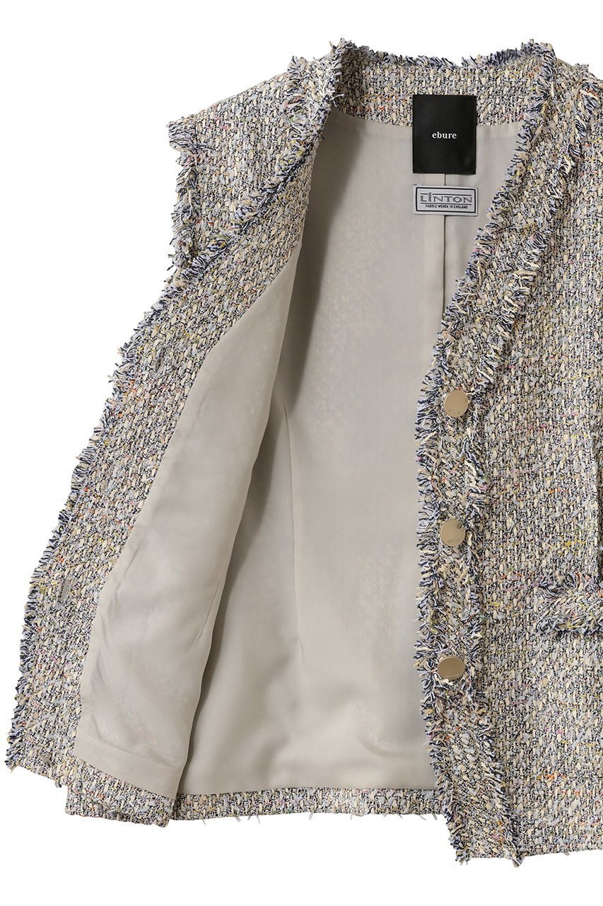 【エブール/ebure】のマルチツィード ノーカラージレ 人気、トレンドファッション・服の通販 founy(ファニー) 　ファッション　Fashion　レディースファッション　Fashion for Women　アウター　Coat / Outerwear Collection　レディースジャケット・軽アウター　Jackets　2026年　2026　おすすめ　Recommended / Our Picks　イタリア　Italy　ジャケット　Jacket, Outerwear　セットアップ　Set-Up, Coordinated Outfit　ツイード／ツィード　Choker, Choker Necklace　デニム　Denim, Jeans Material　バイアス　Bias, Diagonal Cut　ベスト　Vest, Waistcoat　ポケット　Pocket, Pocket Detail　夏　Summer　春　Spring　S/S・春夏　SS, Spring/Summer, Warm Season　other-6|ID: prp329100004828099 ipo3291000000036130637