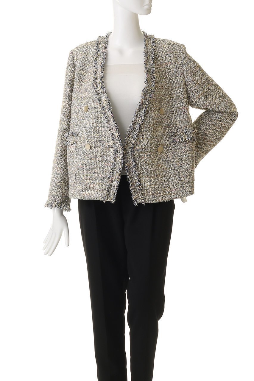 【エブール/ebure】のマルチツィード ダブルブレストジャケット 人気、トレンドファッション・服の通販 founy(ファニー) 　ファッション　Fashion　レディースファッション　Fashion for Women　アウター　Coat / Outerwear Collection　レディースジャケット・軽アウター　Jackets　2026年　2026　おすすめ　Recommended / Our Picks　イタリア　Italy　オケージョン　Occasion Wear　ジャケット　Jacket, Outerwear　ツイード／ツィード　Choker, Choker Necklace　デニム　Denim, Jeans Material　バイアス　Bias, Diagonal Cut　フィット　Fit, Slim Fit　ポケット　Pocket, Pocket Detail　メタル　Metal, Metal Parts　夏　Summer　春　Spring　S/S・春夏　SS, Spring/Summer, Warm Season　other-7|ID: prp329100004828100 ipo3291000000035849708