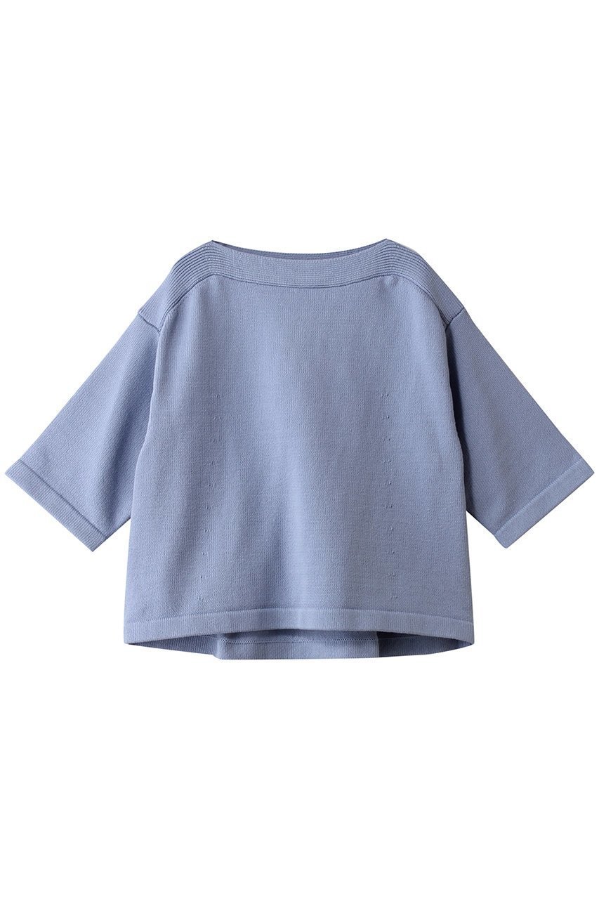 【エブール/ebure】の【1/16 0:00販売開始】コットンナイロンミドルゲージニット ボートネックプルオーバー インテリア・キッズ・メンズ・レディースファッション・服の通販 founy(ファニー) 　ファッション　Fashion　レディースファッション　Fashion for Women　トップス・カットソー　Cut & Sew Tops　ニット　Knit Tops & Sweaters　カジュアルプルオーバー・ニットトップス　Pullovers & Knit Tops / Casual Pullovers　2026年　2026　フロント　Front, Front Design　モダン　Modern, Contemporary　リラックス　Relax, Relaxed Fit　夏　Summer　春　Spring　S/S・春夏　SS, Spring/Summer, Warm Season　ライトブルー|ID: prp329100004828102 ipo3291000000035136450