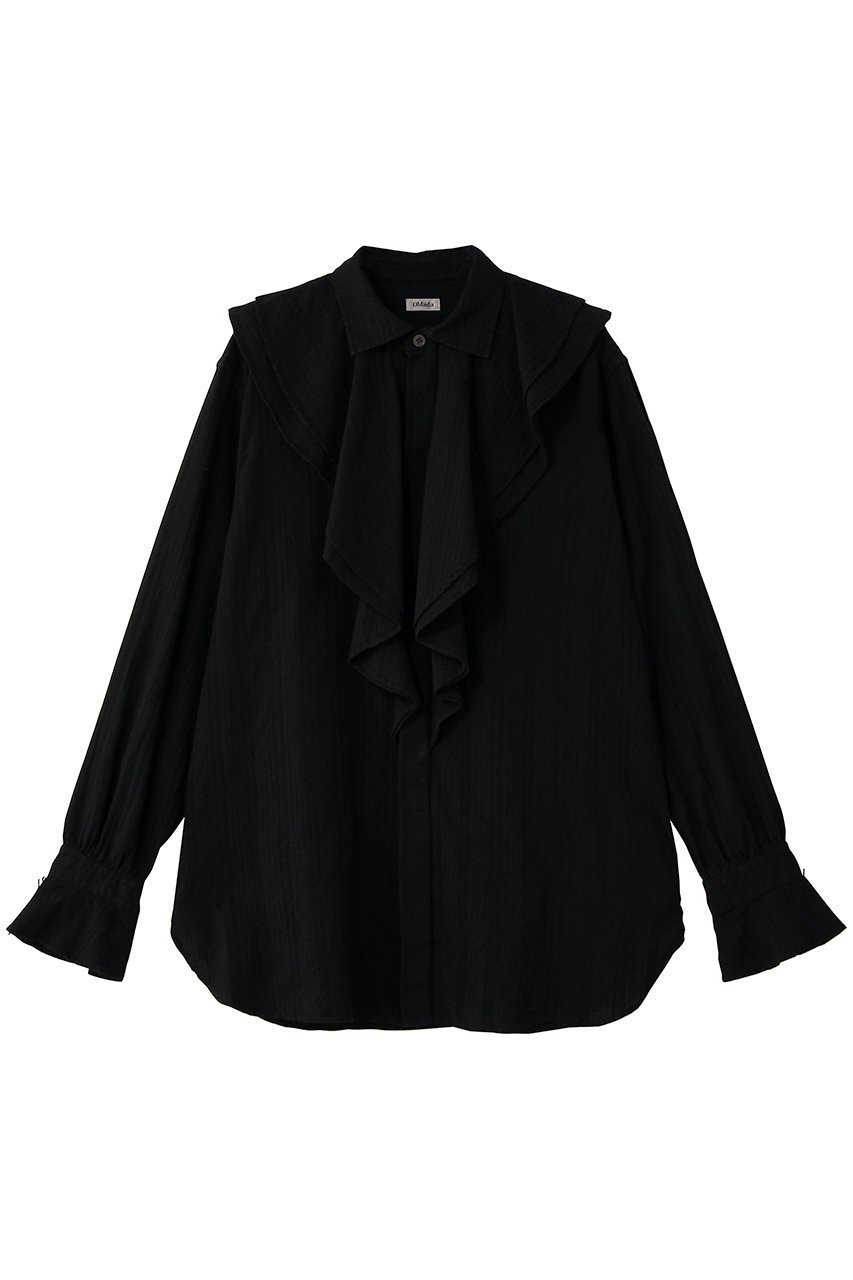 【オブラダ/Oblada】のオーバーダイラッフルブラウス 人気、トレンドファッション・服の通販 founy(ファニー) 　ファッション　Fashion　レディースファッション　Fashion for Women　トップス・カットソー　Cut & Sew Tops　シャツ・ブラウス・オフィスカジュアル　Elegant Blouses & Button-Ups　2026年　2026　エレガント 上品　Elegant　スリーブ　Sleeve, Long Sleeve / Short Sleeve　デニム　Denim, Jeans Material　フレア　Flare, Flared　フロント　Front, Front Design　ラッフル　Ruffle, Frill　ロング　Long, Long-Length　夏　Summer　春　Spring　S/S・春夏　SS, Spring/Summer, Warm Season　 other-1|ID: prp329100004829015 ipo3291000000035146183