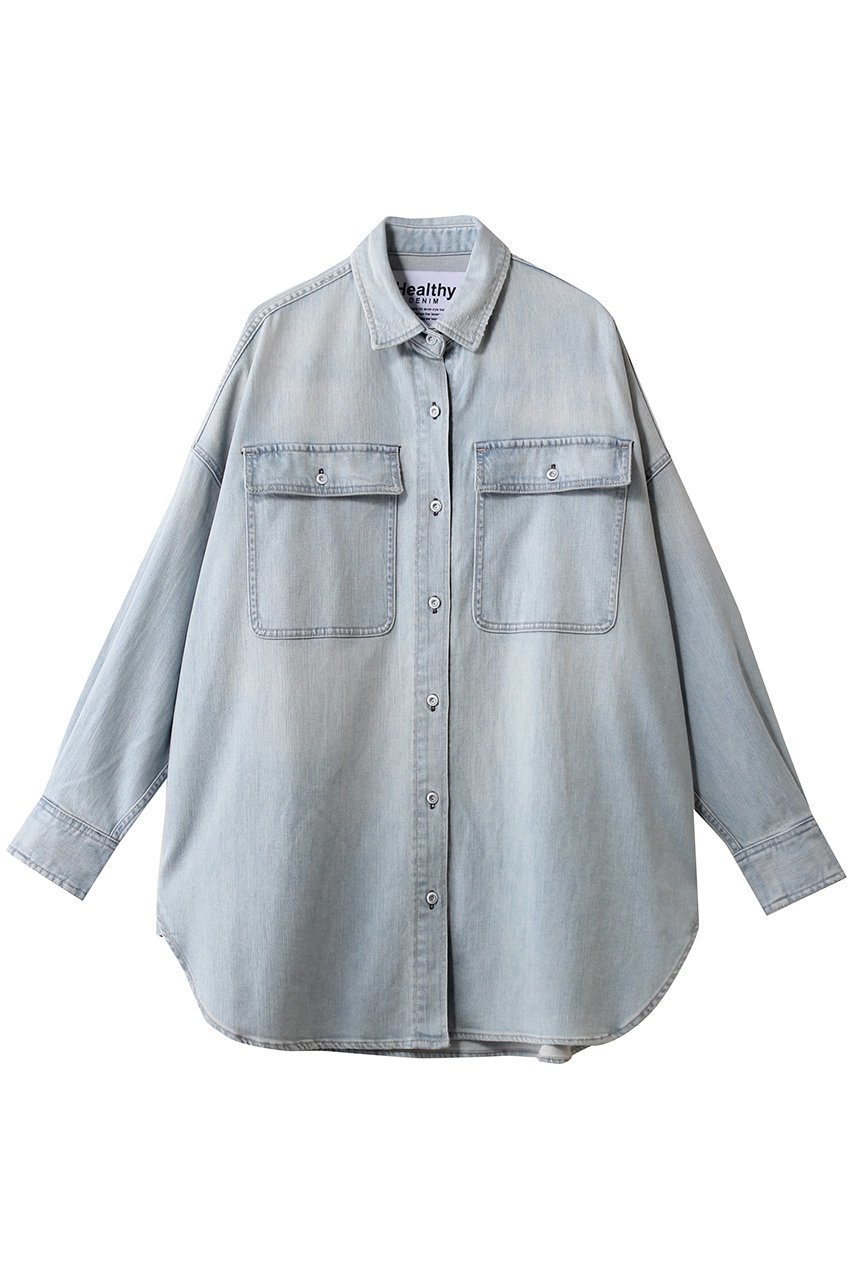 【ヘルシーデニム/Healthy Denim】のAlmond スーパービッグデニムシャツ 人気、トレンドファッション・服の通販 founy(ファニー) 　ファッション　Fashion　レディースファッション　Fashion for Women　トップス・カットソー　Cut & Sew Tops　シャツ・ブラウス・オフィスカジュアル　Elegant Blouses & Button-Ups　2026年　2026　スリーブ　Sleeve, Long Sleeve / Short Sleeve　ダメージ　Distressed, Destroyed　チュニック　Tunic, Long Top　デニム　Denim, Jeans Material　ロング　Long, Long-Length　夏　Summer　春　Spring　S/S・春夏　SS, Spring/Summer, Warm Season　 other-1|ID: prp329100004829021 ipo3291000000035818437