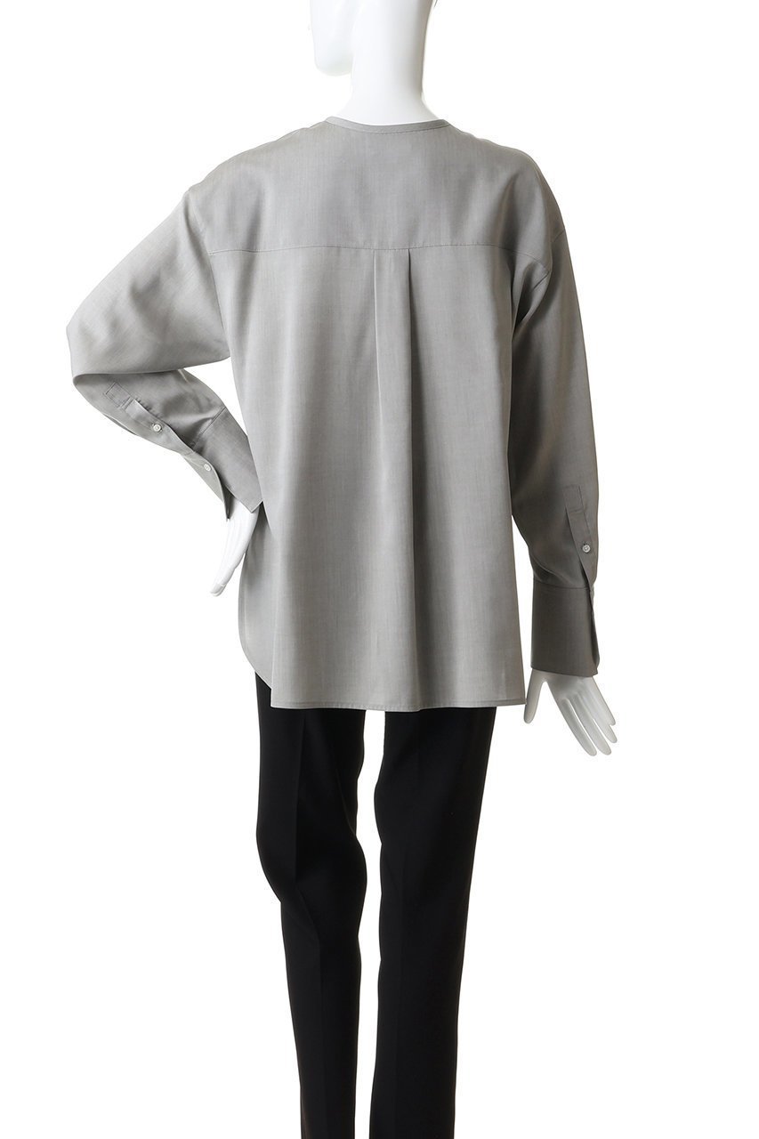 【エブール/ebure】の【店舗限定】ドレープポプリン ノーカラーブラウス 人気、トレンドファッション・服の通販 founy(ファニー) 　ファッション　Fashion　レディースファッション　Fashion for Women　トップス・カットソー　Cut & Sew Tops　シャツ・ブラウス・オフィスカジュアル　Elegant Blouses & Button-Ups　2026年　2026　インナー　Innerwear　ジャケット　Jacket, Outerwear　スリーブ　Sleeve, Long Sleeve / Short Sleeve　ドレープ　Drape, Draping Fabric　バランス　Balance, Style Balance　フロント　Front, Front Design　ボトム　Bottoms, Lower Wear　ラッフル　Ruffle, Frill　ロング　Long, Long-Length　エレガント 上品　Elegant　夏　Summer　春　Spring　S/S・春夏　SS, Spring/Summer, Warm Season　other-4|ID: prp329100004829045 ipo3291000000035818504