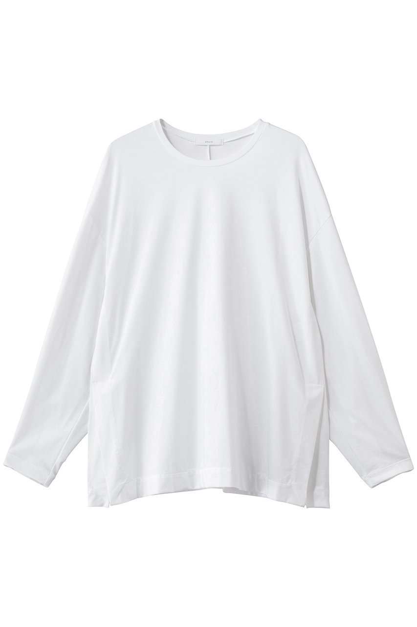 【エブール/ebure】の【店舗限定】ハイカウントプレーティング天竺 プルオーバーブラウス インテリア・キッズ・メンズ・レディースファッション・服の通販 founy(ファニー) 　ファッション　Fashion　レディースファッション　Fashion for Women　トップス・カットソー　Cut & Sew Tops　シャツ・ブラウス・オフィスカジュアル　Elegant Blouses & Button-Ups　カジュアルプルオーバー・ニットトップス　Pullovers & Knit Tops / Casual Pullovers　2026年　2026　なめらか　Smooth, Silky Texture　カットソー　Cut and Sewn Top　シンプル　Simple, Minimal　ストレッチ　Stretch, Stretchy Fabric　スリット　Slit, Slit Detail　スリーブ　Sleeve, Long Sleeve / Short Sleeve　ロング　Long, Long-Length　エレガント 上品　Elegant　夏　Summer　春　Spring　S/S・春夏　SS, Spring/Summer, Warm Season　ホワイト|ID: prp329100004829053 ipo3291000000036069438