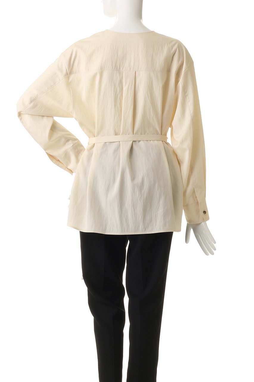 【エブール/ebure】の【店舗限定】リライムタイプライター ノーカラーブラウス 人気、トレンドファッション・服の通販 founy(ファニー) 　ファッション　Fashion　レディースファッション　Fashion for Women　トップス・カットソー　Cut & Sew Tops　シャツ・ブラウス・オフィスカジュアル　Elegant Blouses & Button-Ups　2026年　2026　おすすめ　Recommended / Our Picks　なめらか　Smooth, Silky Texture　スリーブ　Sleeve, Long Sleeve / Short Sleeve　セットアップ　Set-Up, Coordinated Outfit　タイプライター　Typewriter Fabric, Crisp Cotton　ブラウジング　Blouson Silhouette, Cinched Waist　ロング　Long, Long-Length　夏　Summer　春　Spring　S/S・春夏　SS, Spring/Summer, Warm Season　other-4|ID: prp329100004829057 ipo3291000000036069454