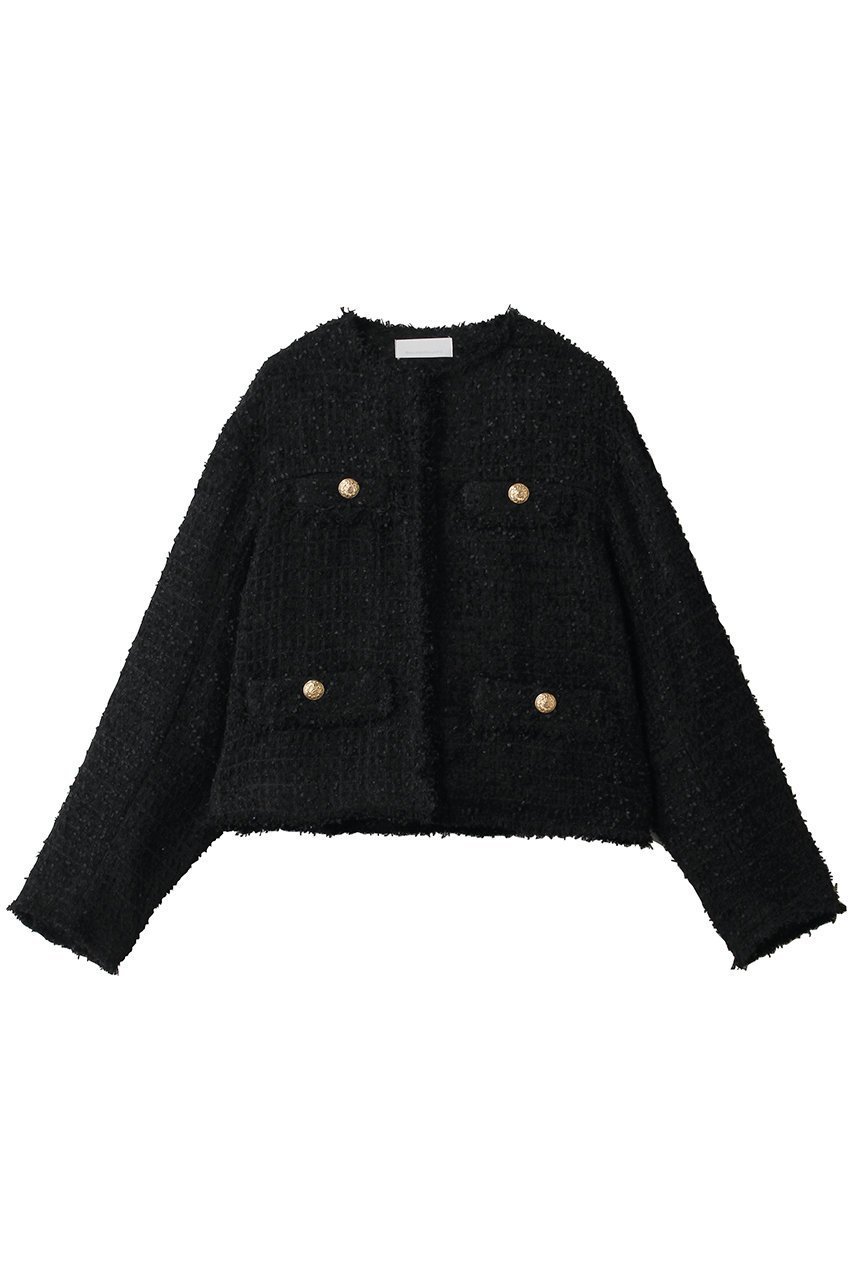 【ガリャルダガランテ/GALLARDAGALANTE】のツイードショートジャケット インテリア・キッズ・メンズ・レディースファッション・服の通販 founy(ファニー) 　ファッション　Fashion　レディースファッション　Fashion for Women　アウター　Coat / Outerwear Collection　レディースジャケット・軽アウター　Jackets　ジャケット　Jacket, Outerwear　ツイード　Twill, Twill Weave　デニム　Denim, Jeans Material　パーティ　Party, Party Style　フラップ　Flap, Flap Pocket　新作・新入荷　New Arrivals / New In　ブラック|ID: prp329100004829063 ipo3291000000035146494