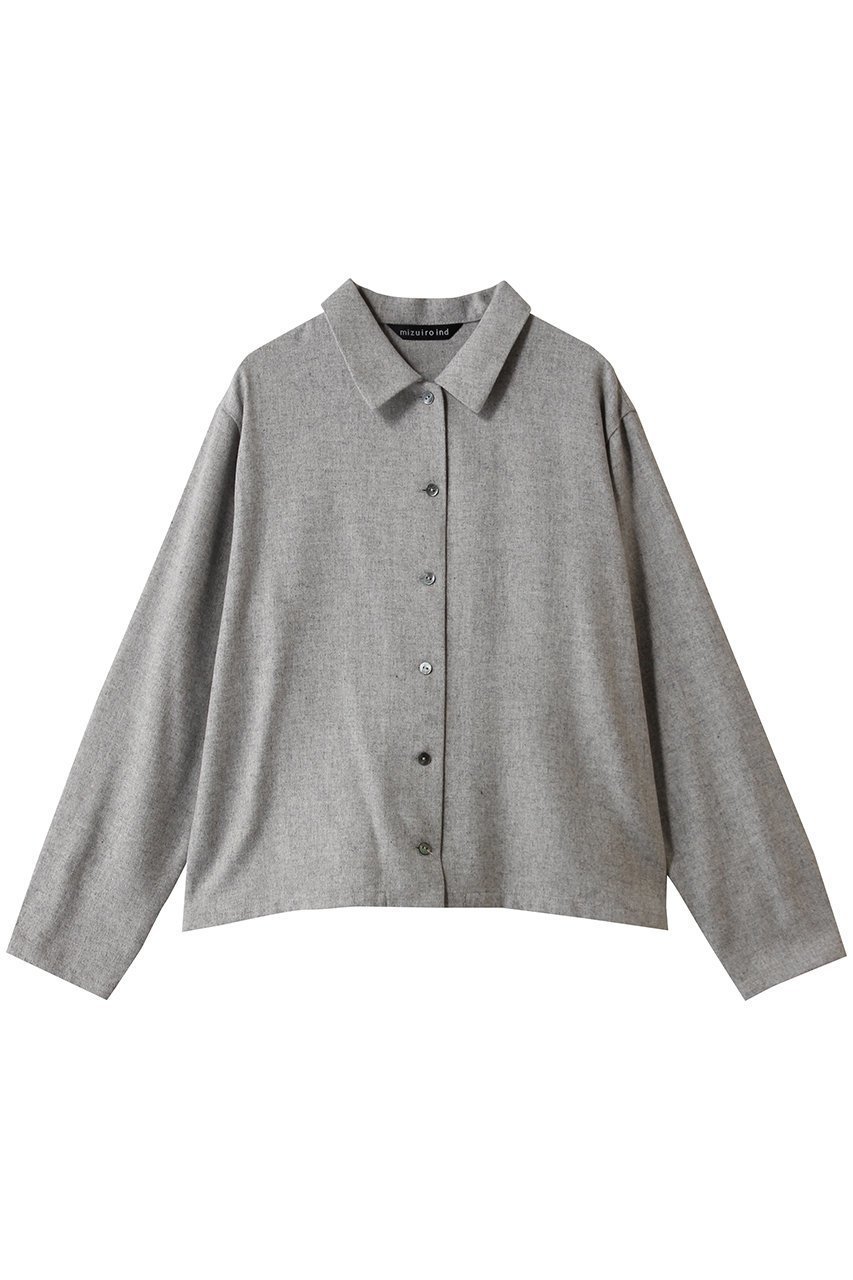 【ミズイロ インド/mizuiro ind】のwool blend basic shirt シャツ インテリア・キッズ・メンズ・レディースファッション・服の通販 founy(ファニー) 　ファッション　Fashion　レディースファッション　Fashion for Women　トップス・カットソー　Cut & Sew Tops　シャツ・ブラウス・オフィスカジュアル　Elegant Blouses & Button-Ups　スリーブ　Sleeve, Long Sleeve / Short Sleeve　ベーシック　Basic, Essential　ロング　Long, Long-Length　エレガント 上品　Elegant　新作・新入荷　New Arrivals / New In　l.gray|ID: prp329100004829067 ipo3291000000035146531