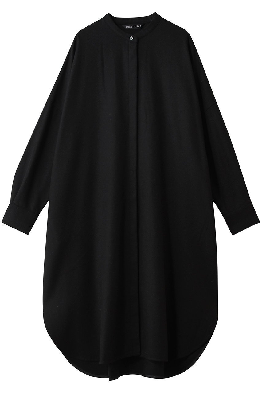 【ミズイロ インド/mizuiro ind】のwool blend stand collar shirt OP ワンピース インテリア・キッズ・メンズ・レディースファッション・服の通販 founy(ファニー) ファッション Fashion レディースファッション Fashion for Women ワンピース Dresses チュニック Tunic Tops & Dresses スタンド Stand Collar, Upright Stand チュニック Tunic, Long Top リラックス Relax, Relaxed Fit ロング Long, Long-Length 羽織 Haori, Light Jacket black|ID: prp329100004829075 ipo3291000000035392102