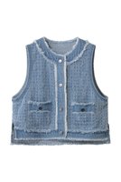 【スリー ドッツ/three dots】のニードルパンチ デニムジレ 人気、トレンドファッション・服の通販 founy(ファニー) ファッション Fashion レディースファッション Fashion for Women アウター Coat / Outerwear Collection レディースジャケット・軽アウター Jackets 2026年 2026 コンパクト Compact, Small Size ジャケット Jacket, Outerwear ツイード Twill, Twill Weave デニム Denim, Jeans Material ノースリーブ Sleeveless, No-Sleeve フリンジ Fringe, Tassel ベスト Vest, Waistcoat 再入荷 Restock / Back in Stock 夏 Summer 春 Spring S/S・春夏 SS, Spring/Summer, Warm Season |ID:prp329100004829076