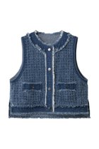 【スリー ドッツ/three dots】のニードルパンチ デニムジレ 人気、トレンドファッション・服の通販 founy(ファニー) ファッション Fashion レディースファッション Fashion for Women アウター Coat / Outerwear Collection レディースジャケット・軽アウター Jackets 2026年 2026 コンパクト Compact, Small Size ジャケット Jacket, Outerwear ツイード Twill, Twill Weave デニム Denim, Jeans Material ノースリーブ Sleeveless, No-Sleeve フリンジ Fringe, Tassel ベスト Vest, Waistcoat 夏 Summer 春 Spring S/S・春夏 SS, Spring/Summer, Warm Season thumbnail ブルー|ID: prp329100004829076 ipo3291000000035977290