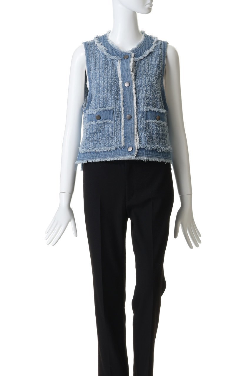 【スリー ドッツ/three dots】のニードルパンチ デニムジレ 人気、トレンドファッション・服の通販 founy(ファニー) 　ファッション　Fashion　レディースファッション　Fashion for Women　アウター　Coat / Outerwear Collection　レディースジャケット・軽アウター　Jackets　2026年　2026　コンパクト　Compact, Small Size　ジャケット　Jacket, Outerwear　ツイード　Twill, Twill Weave　デニム　Denim, Jeans Material　ノースリーブ　Sleeveless, No-Sleeve　フリンジ　Fringe, Tassel　ベスト　Vest, Waistcoat　夏　Summer　春　Spring　S/S・春夏　SS, Spring/Summer, Warm Season　other-2|ID: prp329100004829076 ipo3291000000035977291