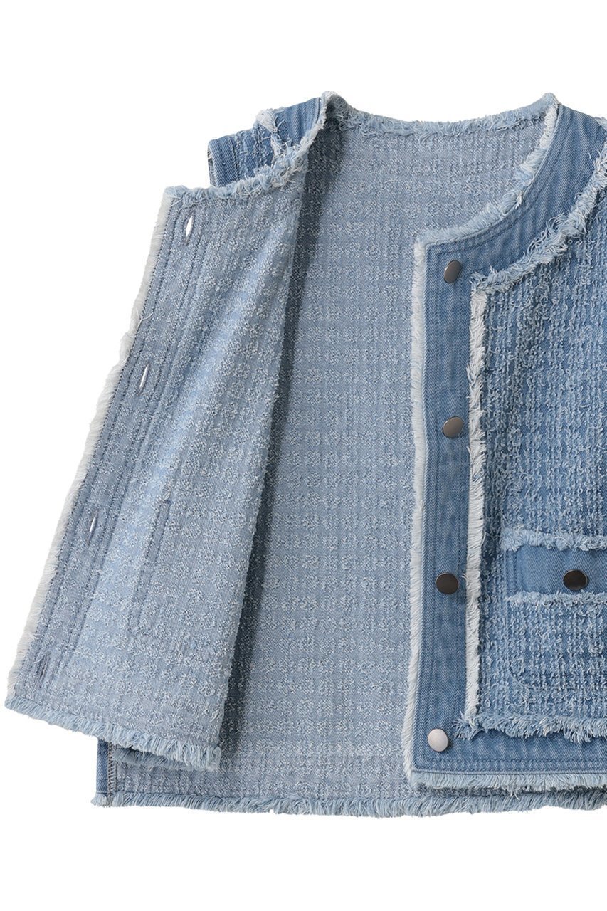 【スリー ドッツ/three dots】のニードルパンチ デニムジレ 人気、トレンドファッション・服の通販 founy(ファニー) 　ファッション　Fashion　レディースファッション　Fashion for Women　アウター　Coat / Outerwear Collection　レディースジャケット・軽アウター　Jackets　コンパクト　Compact, Small Size　ジャケット　Jacket, Outerwear　ツイード　Twill, Twill Weave　デニム　Denim, Jeans Material　ノースリーブ　Sleeveless, No-Sleeve　フリンジ　Fringe, Tassel　ベスト　Vest, Waistcoat　再入荷　Restock / Back in Stock　other-6|ID: prp329100004829076 ipo3291000000036805921