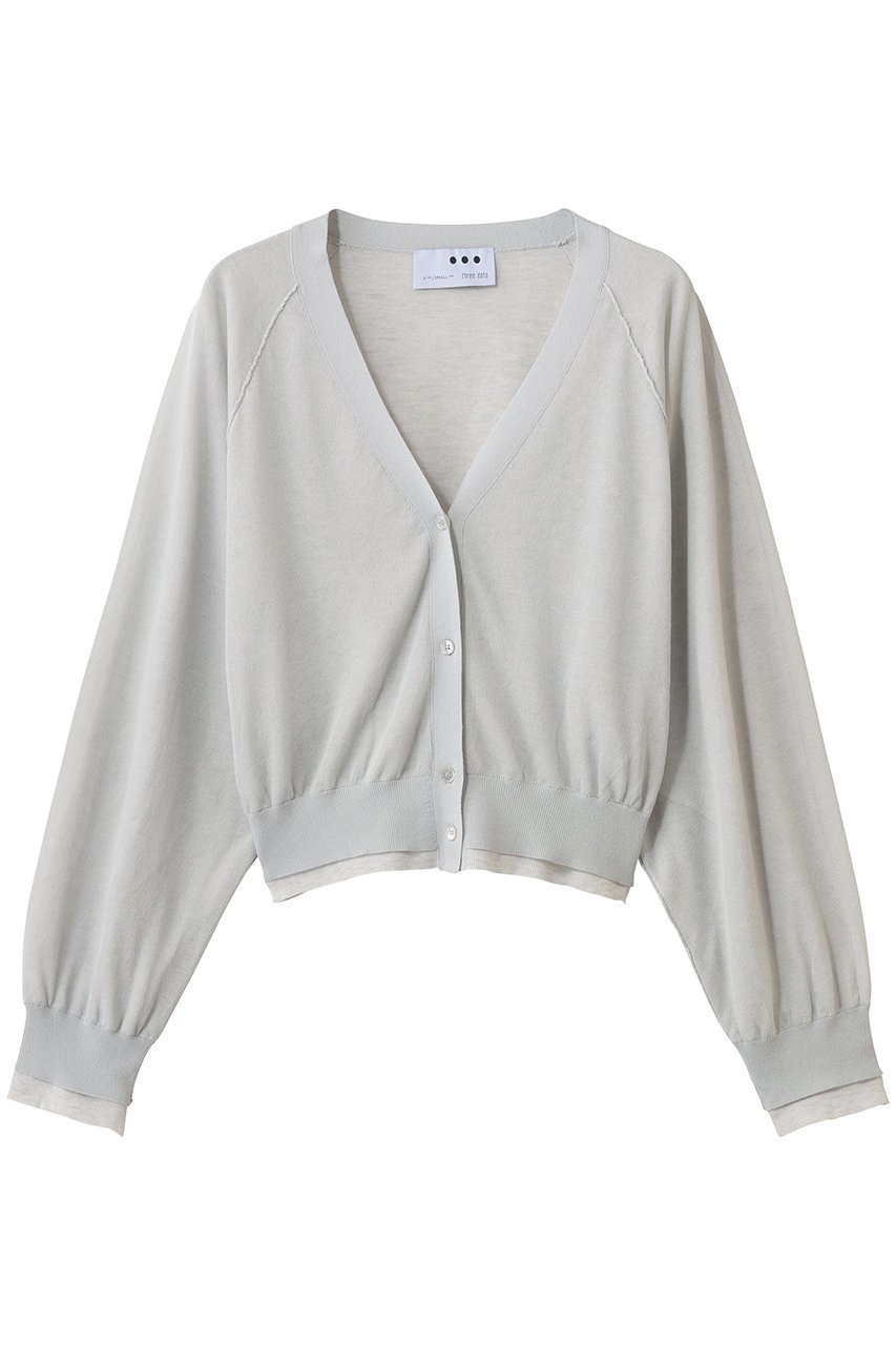 【スリー ドッツ/three dots】のダブルレイヤー カーディガン インテリア・キッズ・メンズ・レディースファッション・服の通販 founy(ファニー) 　ファッション　Fashion　レディースファッション　Fashion for Women　トップス・カットソー　Cut & Sew Tops　ニット　Knit Tops & Sweaters　カーディガン・羽織り　Layered Style Cardigans　2026年　2026　おすすめ　Recommended / Our Picks　カーディガン　Cardigan, Knitwear　シアー　Sheer, See-Through　シンプル　Simple, Minimal　バランス　Balance, Style Balance　エレガント 上品　Elegant　夏　Summer　春　Spring　S/S・春夏　SS, Spring/Summer, Warm Season　グレー|ID: prp329100004829078 ipo3291000000035818589