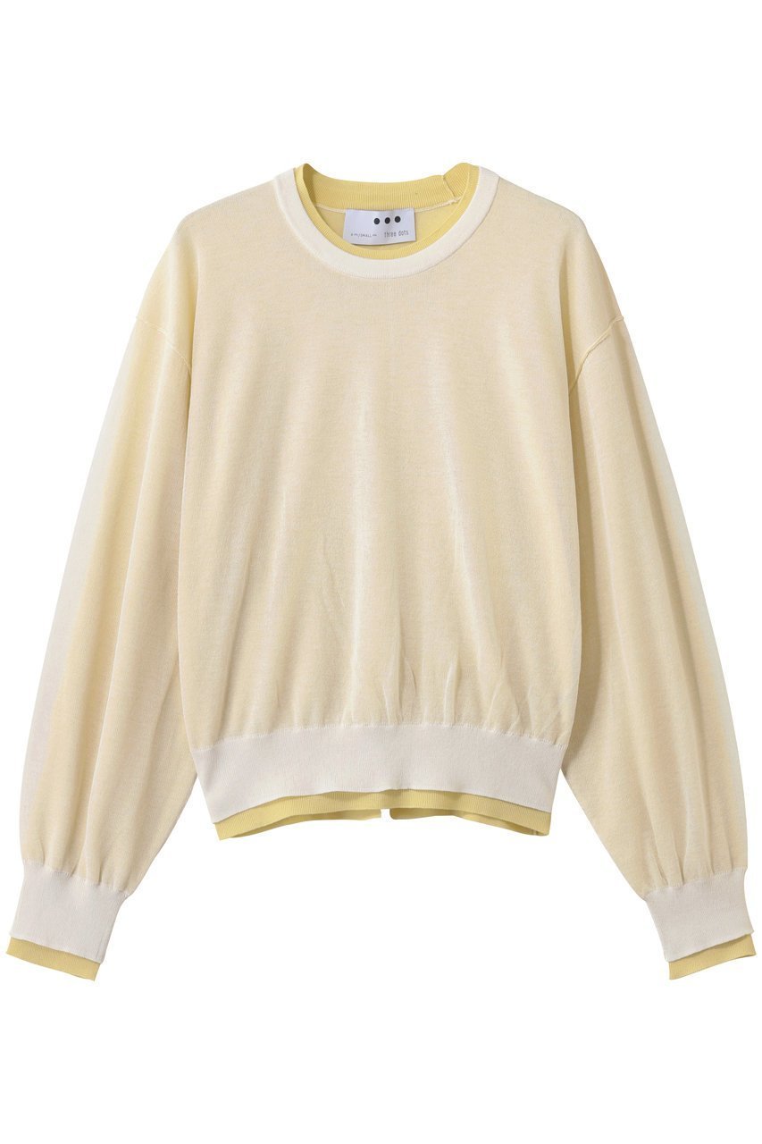 【スリー ドッツ/three dots】のダブルレイヤー プルオーバー インテリア・キッズ・メンズ・レディースファッション・服の通販 founy(ファニー) 　ファッション　Fashion　レディースファッション　Fashion for Women　トップス・カットソー　Cut & Sew Tops　ニット　Knit Tops & Sweaters　カジュアルプルオーバー・ニットトップス　Pullovers & Knit Tops / Casual Pullovers　2026年　2026　シアー　Sheer, See-Through　スリット　Slit, Slit Detail　夏　Summer　春　Spring　S/S・春夏　SS, Spring/Summer, Warm Season　イエロー|ID: prp329100004829080 ipo3291000000035146636