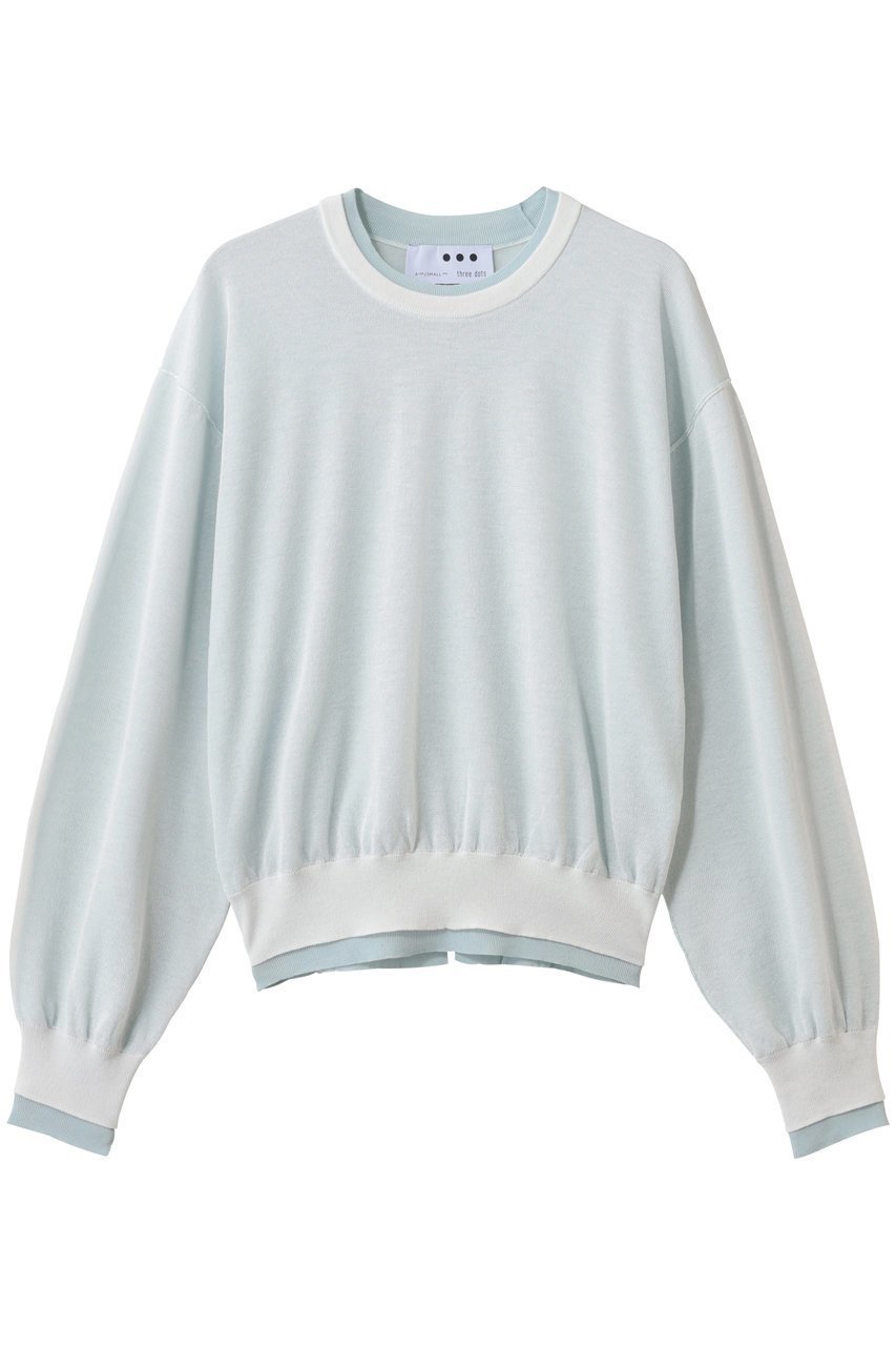 【スリー ドッツ/three dots】のダブルレイヤー プルオーバー インテリア・キッズ・メンズ・レディースファッション・服の通販 founy(ファニー) 　ファッション　Fashion　レディースファッション　Fashion for Women　トップス・カットソー　Cut & Sew Tops　ニット　Knit Tops & Sweaters　カジュアルプルオーバー・ニットトップス　Pullovers & Knit Tops / Casual Pullovers　2026年　2026　シアー　Sheer, See-Through　スリット　Slit, Slit Detail　夏　Summer　春　Spring　S/S・春夏　SS, Spring/Summer, Warm Season　ライトブルー|ID: prp329100004829080 ipo3291000000035146637