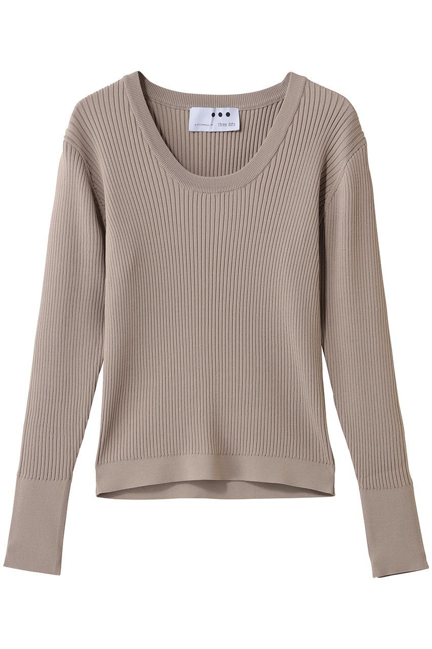 【スリー ドッツ/three dots】のラメレーヨン リブジェシカ インテリア・キッズ・メンズ・レディースファッション・服の通販 founy(ファニー) 　ファッション　Fashion　レディースファッション　Fashion for Women　トップス・カットソー　Cut & Sew Tops　シャツ・ブラウス・オフィスカジュアル　Elegant Blouses & Button-Ups　ロングTシャツ・Tシャツ　Longline T-Shirts & Tees　カットソー・ベーシックTシャツ　Cut-and-Sewn Tops / Stretch Tees & Basics　2026年　2026　インナー　Innerwear　シンプル　Simple, Minimal　スリーブ　Sleeve, Long Sleeve / Short Sleeve　デコルテ　Décolleté, Neckline　ロング　Long, Long-Length　エレガント 上品　Elegant　夏　Summer　春　Spring　S/S・春夏　SS, Spring/Summer, Warm Season　スモーキーベージュ|ID: prp329100004829082 ipo3291000000035146666