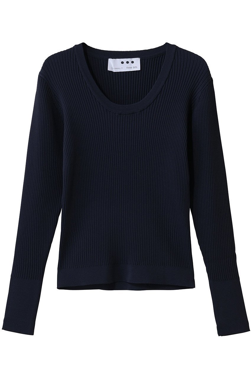 【スリー ドッツ/three dots】のラメレーヨン リブジェシカ インテリア・キッズ・メンズ・レディースファッション・服の通販 founy(ファニー) 　ファッション　Fashion　レディースファッション　Fashion for Women　トップス・カットソー　Cut & Sew Tops　シャツ・ブラウス・オフィスカジュアル　Elegant Blouses & Button-Ups　ロングTシャツ・Tシャツ　Longline T-Shirts & Tees　カットソー・ベーシックTシャツ　Cut-and-Sewn Tops / Stretch Tees & Basics　2026年　2026　インナー　Innerwear　シンプル　Simple, Minimal　スリーブ　Sleeve, Long Sleeve / Short Sleeve　デコルテ　Décolleté, Neckline　ロング　Long, Long-Length　エレガント 上品　Elegant　夏　Summer　春　Spring　S/S・春夏　SS, Spring/Summer, Warm Season　ネイビー|ID: prp329100004829082 ipo3291000000035146667