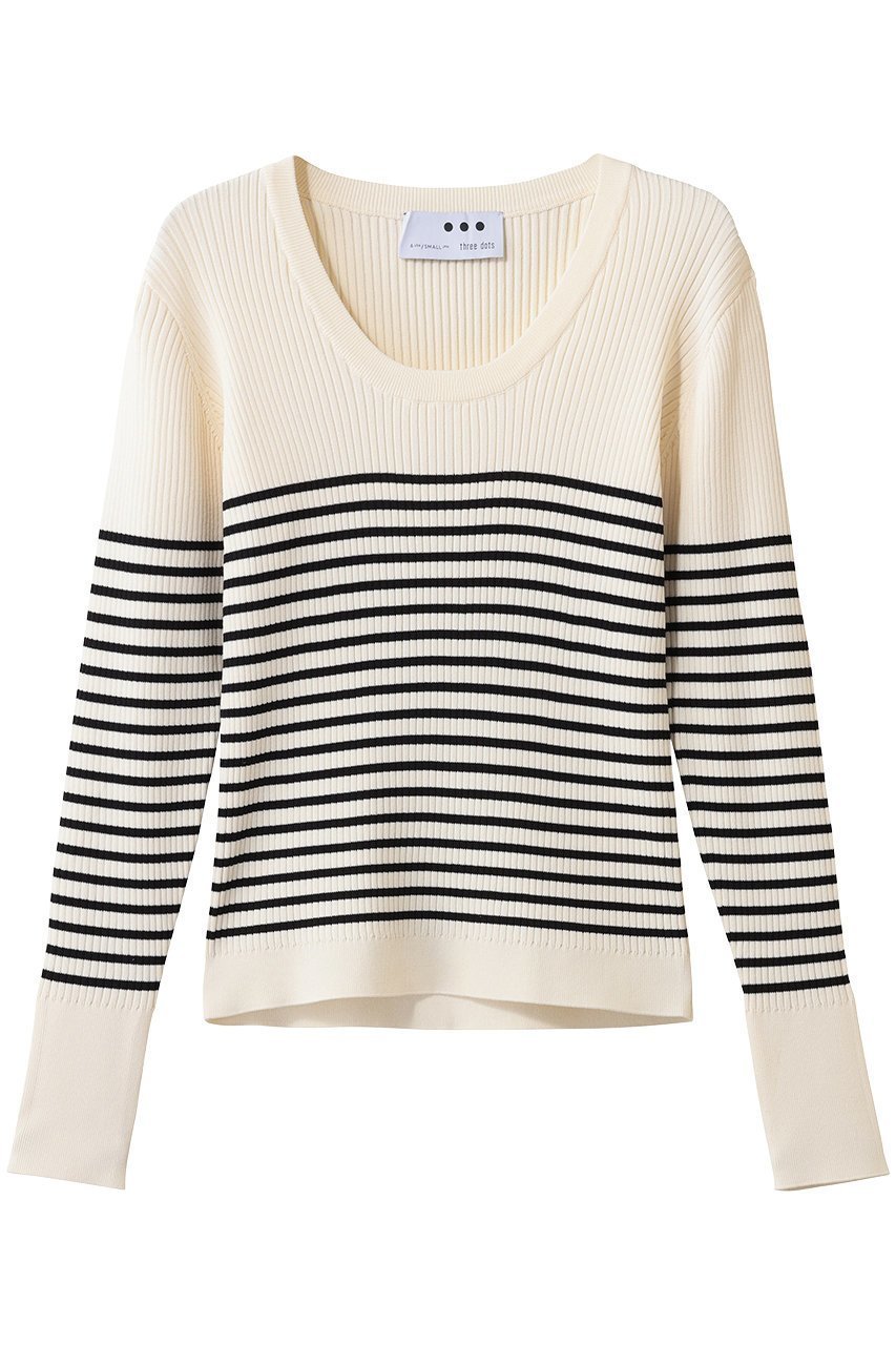 【スリー ドッツ/three dots】のラメレーヨン リブジェシカ インテリア・キッズ・メンズ・レディースファッション・服の通販 founy(ファニー) 　ファッション　Fashion　レディースファッション　Fashion for Women　トップス・カットソー　Cut & Sew Tops　シャツ・ブラウス・オフィスカジュアル　Elegant Blouses & Button-Ups　ロングTシャツ・Tシャツ　Longline T-Shirts & Tees　カットソー・ベーシックTシャツ　Cut-and-Sewn Tops / Stretch Tees & Basics　2026年　2026　インナー　Innerwear　シンプル　Simple, Minimal　スリーブ　Sleeve, Long Sleeve / Short Sleeve　デコルテ　Décolleté, Neckline　ロング　Long, Long-Length　エレガント 上品　Elegant　夏　Summer　春　Spring　S/S・春夏　SS, Spring/Summer, Warm Season　オフホワイト/ブラック|ID: prp329100004829082 ipo3291000000035146668