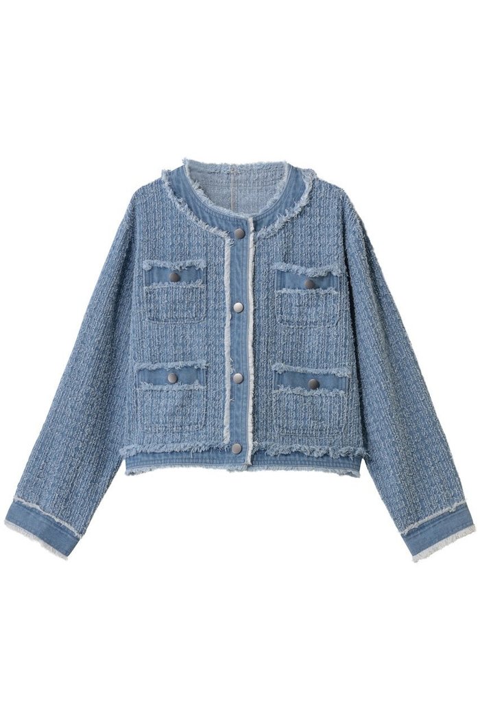 【スリー ドッツ/three dots】のニードルパンチ デニムジャケット インテリア・キッズ・メンズ・レディースファッション・服の通販 founy(ファニー) https://founy.com/ ファッション Fashion レディースファッション Fashion for Women アウター Coat / Outerwear Collection レディースジャケット・軽アウター Jackets デニムジャケット / カジュアルアウター Denim Jackets 2026年 2026 ジャケット Jacket, Outerwear デニム Denim, Jeans Material フリンジ Fringe, Tassel 夏 Summer 春 Spring S/S・春夏 SS, Spring/Summer, Warm Season |ID: prp329100004829086 ipo3291000000035146693