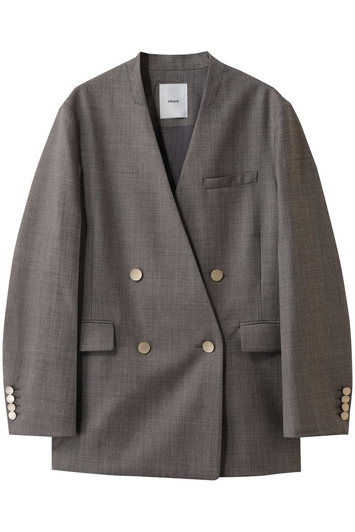 【エブール/ebure】のドライシャンブレー ダブルブレストノーカラージャケット インテリア・キッズ・メンズ・レディースファッション・服の通販 founy(ファニー) https://founy.com/ ファッション Fashion レディースファッション Fashion for Women アウター Coat / Outerwear Collection レディースジャケット・軽アウター Jackets ノーカラージャケット / シンプル上品コーデ Collarless Jackets 2026年 2026 シャンブレー Chambray, Denim-Like Fabric ジャケット Jacket, Outerwear ダブル Double, Double-Breasted パターン Pattern, Design Print マニッシュ Mannish, Boyish リュクス Luxury, Elegant, High-End, Chic エレガント 上品 Elegant 夏 Summer 春 Spring S/S・春夏 SS, Spring/Summer, Warm Season |ID: prp329100004829124 ipo3291000000036005954