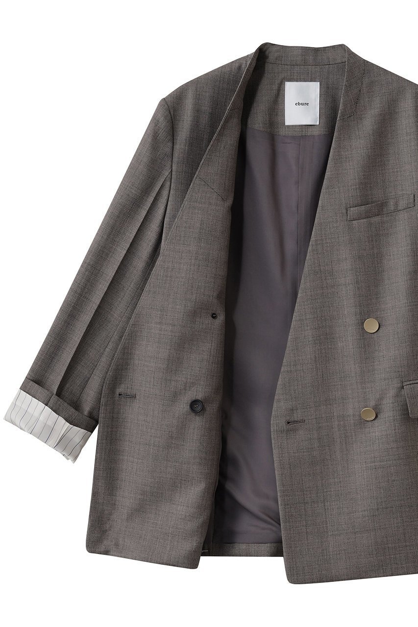 【エブール/ebure】のドライシャンブレー ダブルブレストノーカラージャケット 人気、トレンドファッション・服の通販 founy(ファニー) 　ファッション　Fashion　レディースファッション　Fashion for Women　アウター　Coat / Outerwear Collection　レディースジャケット・軽アウター　Jackets　ノーカラージャケット / シンプル上品コーデ　Collarless Jackets　2026年　2026　シャンブレー　Chambray, Denim-Like Fabric　ジャケット　Jacket, Outerwear　ダブル　Double, Double-Breasted　パターン　Pattern, Design Print　マニッシュ　Mannish, Boyish　リュクス　Luxury, Elegant, High-End, Chic　エレガント 上品　Elegant　夏　Summer　春　Spring　S/S・春夏　SS, Spring/Summer, Warm Season　other-6|ID: prp329100004829124 ipo3291000000036005964
