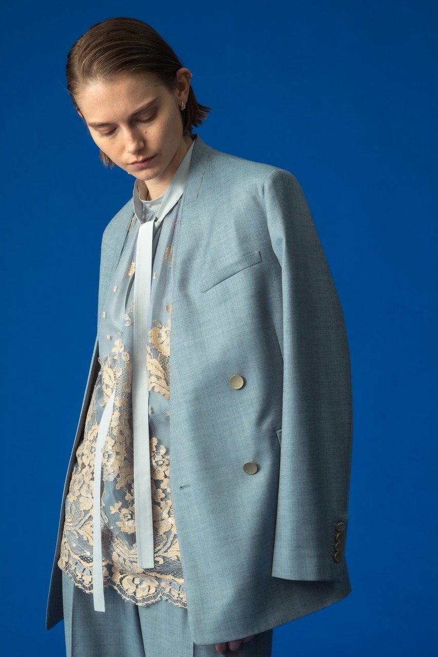 【エブール/ebure】のドライシャンブレー ダブルブレストノーカラージャケット 人気、トレンドファッション・服の通販 founy(ファニー) 　ファッション　Fashion　レディースファッション　Fashion for Women　アウター　Coat / Outerwear Collection　レディースジャケット・軽アウター　Jackets　ノーカラージャケット / シンプル上品コーデ　Collarless Jackets　2026年　2026　シャンブレー　Chambray, Denim-Like Fabric　ジャケット　Jacket, Outerwear　ダブル　Double, Double-Breasted　パターン　Pattern, Design Print　マニッシュ　Mannish, Boyish　リュクス　Luxury, Elegant, High-End, Chic　エレガント 上品　Elegant　夏　Summer　春　Spring　S/S・春夏　SS, Spring/Summer, Warm Season　other-8|ID: prp329100004829124 ipo3291000000036005966