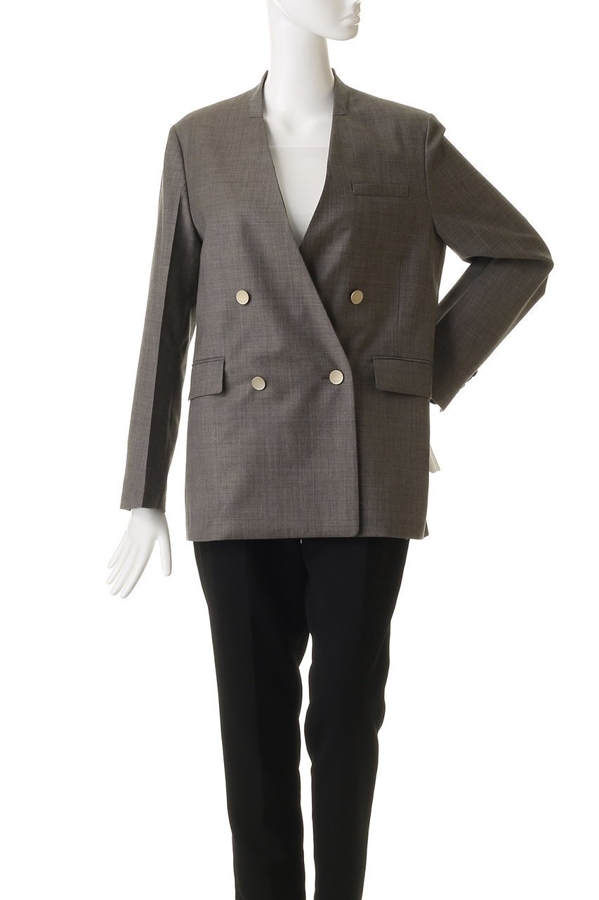 【エブール/ebure】のドライシャンブレー ダブルブレストノーカラージャケット 人気、トレンドファッション・服の通販 founy(ファニー) 　ファッション　Fashion　レディースファッション　Fashion for Women　アウター　Coat / Outerwear Collection　レディースジャケット・軽アウター　Jackets　ノーカラージャケット / シンプル上品コーデ　Collarless Jackets　シャンブレー　Chambray, Denim-Like Fabric　ジャケット　Jacket, Outerwear　ダブル　Double, Double-Breasted　パターン　Pattern, Design Print　マニッシュ　Mannish, Boyish　リュクス　Luxury, Elegant, High-End, Chic　エレガント 上品　Elegant　other-2|ID: prp329100004829124 ipo3291000000036642112