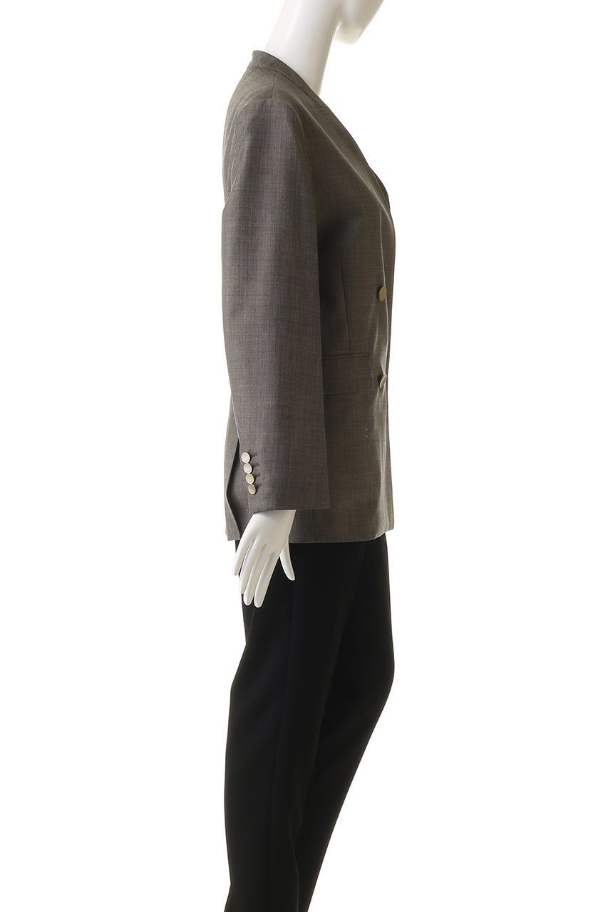 【エブール/ebure】のドライシャンブレー ダブルブレストノーカラージャケット 人気、トレンドファッション・服の通販 founy(ファニー) 　ファッション　Fashion　レディースファッション　Fashion for Women　アウター　Coat / Outerwear Collection　レディースジャケット・軽アウター　Jackets　ノーカラージャケット / シンプル上品コーデ　Collarless Jackets　シャンブレー　Chambray, Denim-Like Fabric　ジャケット　Jacket, Outerwear　ダブル　Double, Double-Breasted　パターン　Pattern, Design Print　マニッシュ　Mannish, Boyish　リュクス　Luxury, Elegant, High-End, Chic　エレガント 上品　Elegant　other-3|ID: prp329100004829124 ipo3291000000036642113