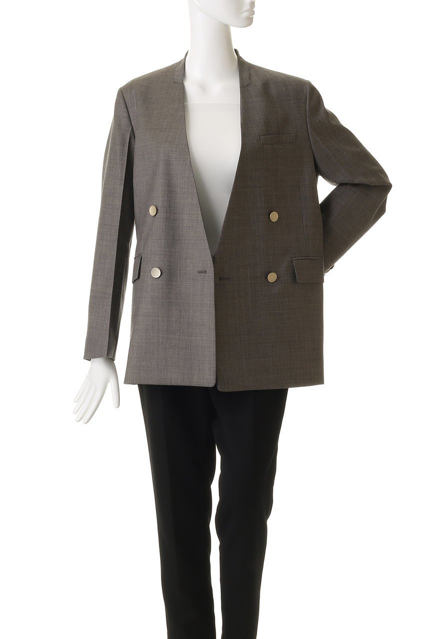 【エブール/ebure】のドライシャンブレー ダブルブレストノーカラージャケット 人気、トレンドファッション・服の通販 founy(ファニー) 　ファッション　Fashion　レディースファッション　Fashion for Women　アウター　Coat / Outerwear Collection　レディースジャケット・軽アウター　Jackets　ノーカラージャケット / シンプル上品コーデ　Collarless Jackets　シャンブレー　Chambray, Denim-Like Fabric　ジャケット　Jacket, Outerwear　ダブル　Double, Double-Breasted　パターン　Pattern, Design Print　マニッシュ　Mannish, Boyish　リュクス　Luxury, Elegant, High-End, Chic　エレガント 上品　Elegant　other-7|ID: prp329100004829124 ipo3291000000036642117