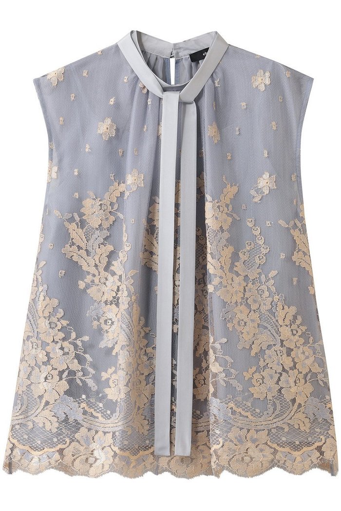 【エブール/ebure】のバイカラーリバーレース ボウタイブラウス インテリア・キッズ・メンズ・レディースファッション・服の通販 founy(ファニー) https://founy.com/ ファッション Fashion レディースファッション Fashion for Women トップス・カットソー Cut & Sew Tops キャミソール&ノースリーブ Camisoles & Sleeveless Tops シャツ・ブラウス・オフィスカジュアル Elegant Blouses & Button-Ups インナー Innerwear オレンジ Orange シルク Silk, 100% Silk ジャケット Jacket, Outerwear デニム Denim, Jeans Material ノースリーブ Sleeveless, No-Sleeve フランス France, French マニッシュ Mannish, Boyish レース Lace, Lace Fabric |ID: prp329100004829126 ipo3291000000036690257