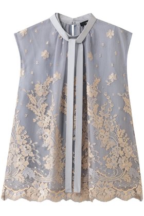 【エブール/ebure】 バイカラーリバーレース ボウタイブラウス人気、トレンドファッション・服の通販 founy(ファニー) ファッション Fashion レディースファッション Fashion for Women トップス・カットソー Cut & Sew Tops キャミソール&ノースリーブ Camisoles & Sleeveless Tops シャツ・ブラウス・オフィスカジュアル Elegant Blouses & Button-Ups インナー Innerwear オレンジ Orange シルク Silk, 100% Silk ジャケット Jacket, Outerwear デニム Denim, Jeans Material ノースリーブ Sleeveless, No-Sleeve フランス France, French マニッシュ Mannish, Boyish レース Lace, Lace Fabric |ID:prp329100004829126