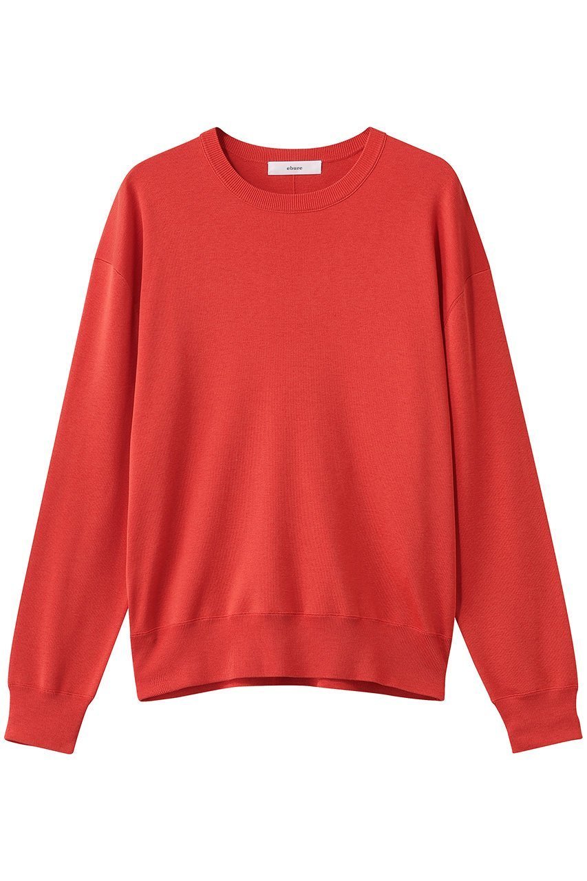 【エブール/ebure】のシルクコットンハイゲージ クルーネックニットプルオーバー インテリア・キッズ・メンズ・レディースファッション・服の通販 founy(ファニー) 　ファッション　Fashion　レディースファッション　Fashion for Women　トップス・カットソー　Cut & Sew Tops　ニット　Knit Tops & Sweaters　カジュアルプルオーバー・ニットトップス　Pullovers & Knit Tops / Casual Pullovers　2026年　2026　インド　Indian Textile　シルク　Silk, 100% Silk　スラックス　Slacks, Dress Pants　スリーブ　Sleeve, Long Sleeve / Short Sleeve　ダブル　Double, Double-Breasted　デニム　Denim, Jeans Material　ロング　Long, Long-Length　エレガント 上品　Elegant　再入荷　Restock / Back in Stock　夏　Summer　春　Spring　S/S・春夏　SS, Spring/Summer, Warm Season　レッド|ID: prp329100004829128 ipo3291000000035775153