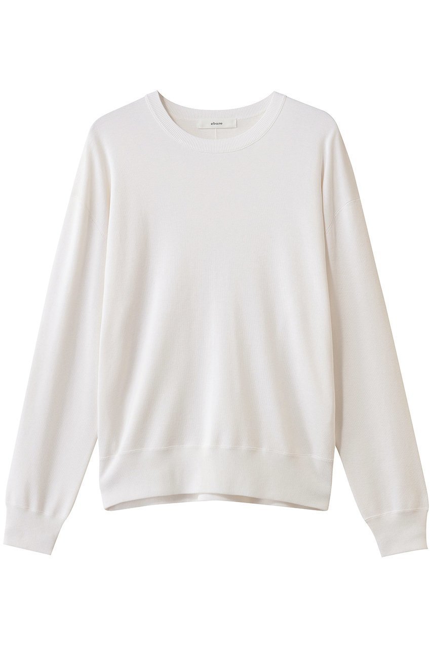 【エブール/ebure】のシルクコットンハイゲージ クルーネックニットプルオーバー 人気、トレンドファッション・服の通販 founy(ファニー) 　ファッション　Fashion　レディースファッション　Fashion for Women　トップス・カットソー　Cut & Sew Tops　ニット　Knit Tops & Sweaters　カジュアルプルオーバー・ニットトップス　Pullovers & Knit Tops / Casual Pullovers　インド　Indian Textile　シルク　Silk, 100% Silk　スラックス　Slacks, Dress Pants　スリーブ　Sleeve, Long Sleeve / Short Sleeve　ダブル　Double, Double-Breasted　デニム　Denim, Jeans Material　ロング　Long, Long-Length　エレガント 上品　Elegant　 other-1|ID: prp329100004829128 ipo3291000000036642127