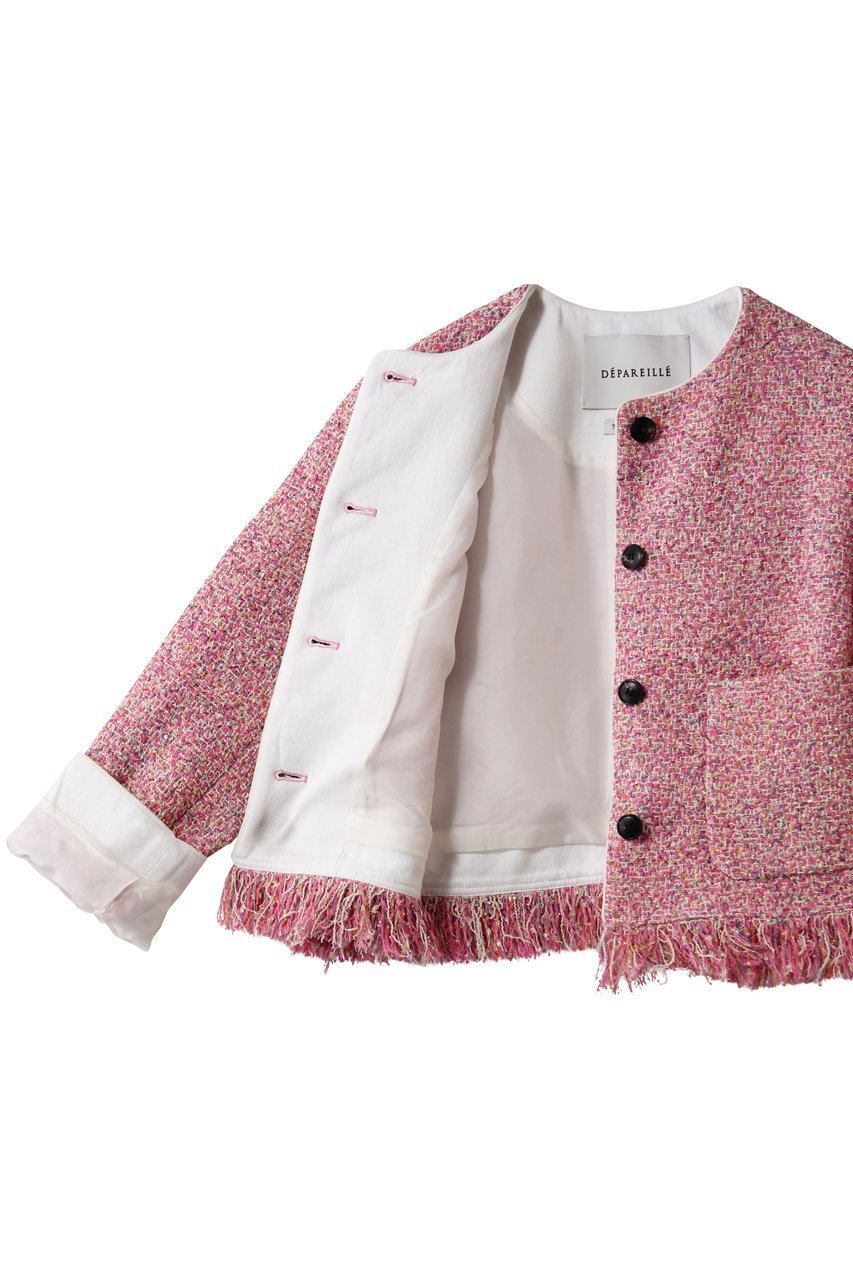 【デパリエ/DEPAREILLE】のファンシーツイードノーカラージャケット 人気、トレンドファッション・服の通販 founy(ファニー) 　ファッション　Fashion　レディースファッション　Fashion for Women　アウター　Coat / Outerwear Collection　レディースジャケット・軽アウター　Jackets　ノーカラージャケット / シンプル上品コーデ　Collarless Jackets　シューズ　Shoes, Footwear　ジャケット　Jacket, Outerwear　ツイード　Twill, Twill Weave　フリンジ　Fringe, Tassel　ラグジュアリー　Luxury, Elegant　エレガント 上品　Elegant　other-6|ID: prp329100004830067 ipo3291000000036474920