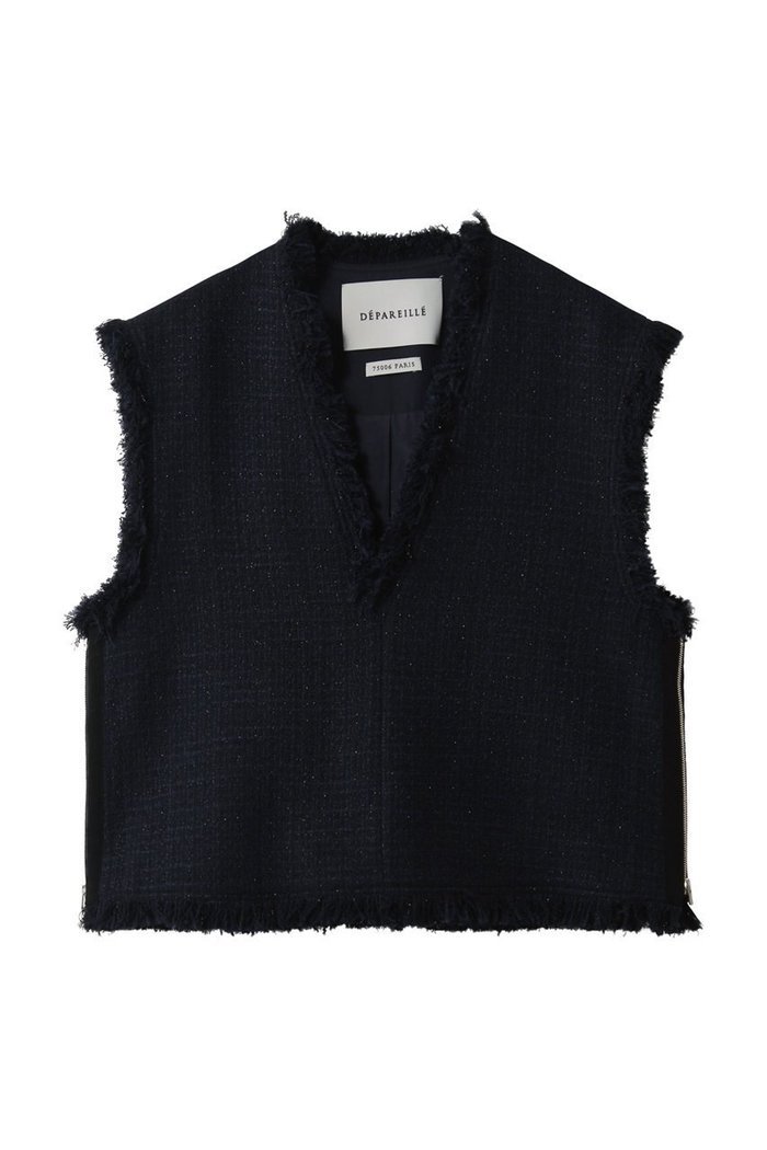 【デパリエ/DEPAREILLE】のコットンツイードジレ インテリア・キッズ・メンズ・レディースファッション・服の通販 founy(ファニー) https://founy.com/ ファッション Fashion レディースファッション Fashion for Women アウター Coat / Outerwear Collection レディースジャケット・軽アウター Jackets シンプル Simple, Minimal ジャケット Jacket, Outerwear フリンジ Fringe, Tassel ベスト Vest, Waistcoat ワンポイント One Point, Statement Accent |ID: prp329100004830077 ipo3291000000036682683