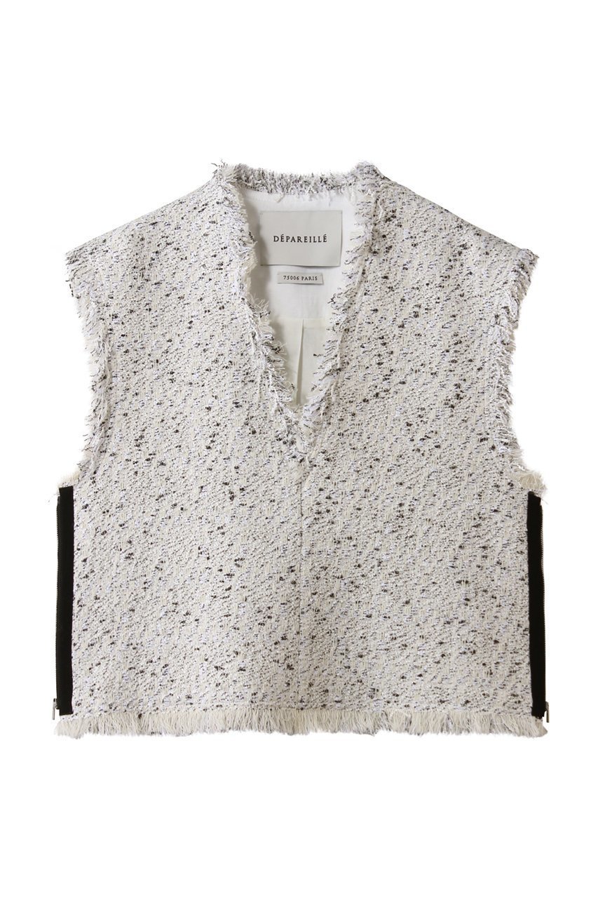 【デパリエ/DEPAREILLE】のネップツイードプルオーバージレ インテリア・キッズ・メンズ・レディースファッション・服の通販 founy(ファニー) 　ファッション　Fashion　レディースファッション　Fashion for Women　アウター　Coat / Outerwear Collection　インナー　Innerwear　ジャケット　Jacket, Outerwear　ネップ　Nepp, Slub Yarn　フリンジ　Fringe, Tassel　ベスト　Vest, Waistcoat　ロング　Long, Long-Length　オフホワイト|ID: prp329100004830078 ipo3291000000036951075