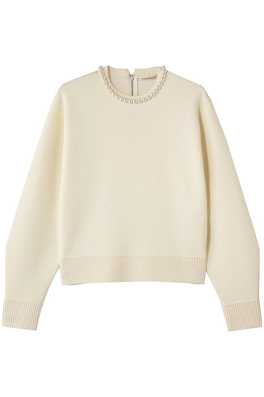 【デザイン ワークス/DESIGN WORKS】のパール付きニットプルオーバー 人気、トレンドファッション・服の通販 founy(ファニー) 　ファッション　Fashion　レディースファッション　Fashion for Women　トップス・カットソー　Cut & Sew Tops　ニット　Knit Tops & Sweaters　カジュアルプルオーバー・ニットトップス　Pullovers & Knit Tops / Casual Pullovers　2026年　2026　なめらか　Smooth, Silky Texture　タイトスカート　Pencil Skirt, Tight Skirt　パール　Pearl, Pearl Accent　フォルム　Silhouette, Form　ワイド　Wide, Wide Fit　エレガント 上品　Elegant　今季　This Season, Current Season　夏　Summer　春　Spring　S/S・春夏　SS, Spring/Summer, Warm Season　 other-1|ID: prp329100004830660 ipo3291000000035164998