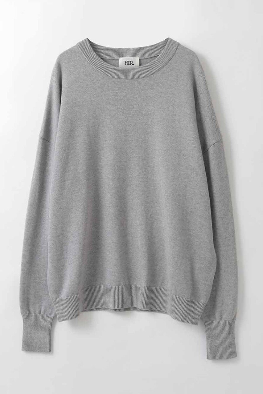 【ハー/HER.】の【1/15 12:00販売開始】C/Wクルーネックプルオーバー インテリア・キッズ・メンズ・レディースファッション・服の通販 founy(ファニー) 　ファッション　Fashion　レディースファッション　Fashion for Women　トップス・カットソー　Cut & Sew Tops　ニット　Knit Tops & Sweaters　カジュアルプルオーバー・ニットトップス　Pullovers & Knit Tops / Casual Pullovers　2026年　2026　ベーシック　Basic, Essential　エレガント 上品　Elegant　夏　Summer　春　Spring　S/S・春夏　SS, Spring/Summer, Warm Season　グレー|ID: prp329100004831229 ipo3291000000035174735