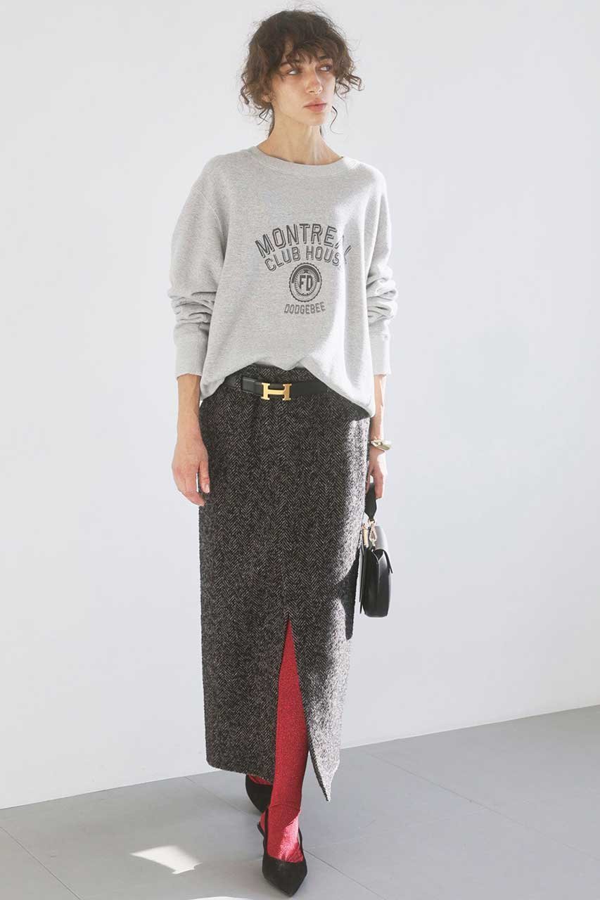 【ブリル/BRILL】のネップへリンボンタックスカート 人気、トレンドファッション・服の通販 founy(ファニー) 　ファッション　Fashion　レディースファッション　Fashion for Women　スカート　Skirts　ロングスカート　Long Skirts / Maxi & Midi Skirts　シンプル　Simple, Minimal　ストレート　Straight, Straight Cut　スリット　Slit, Slit Detail　センター　Center, Center Line　ネップ　Nepp, Slub Yarn　バランス　Balance, Style Balance　ボトム　Bottoms, Lower Wear　ロング　Long, Long-Length　再入荷　Restock / Back in Stock　other-4|ID: prp329100004831934 ipo3291000000035183237