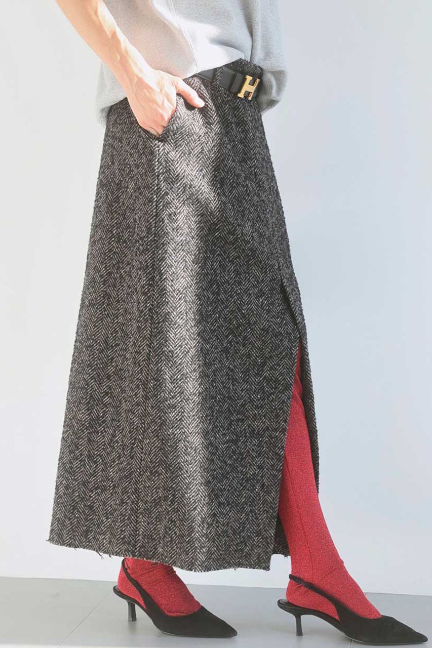 【ブリル/BRILL】のネップへリンボンタックスカート 人気、トレンドファッション・服の通販 founy(ファニー) 　ファッション　Fashion　レディースファッション　Fashion for Women　スカート　Skirts　ロングスカート　Long Skirts / Maxi & Midi Skirts　シンプル　Simple, Minimal　ストレート　Straight, Straight Cut　スリット　Slit, Slit Detail　センター　Center, Center Line　ネップ　Nepp, Slub Yarn　バランス　Balance, Style Balance　ボトム　Bottoms, Lower Wear　ロング　Long, Long-Length　 other-1|ID: prp329100004831934 ipo3291000000035696935