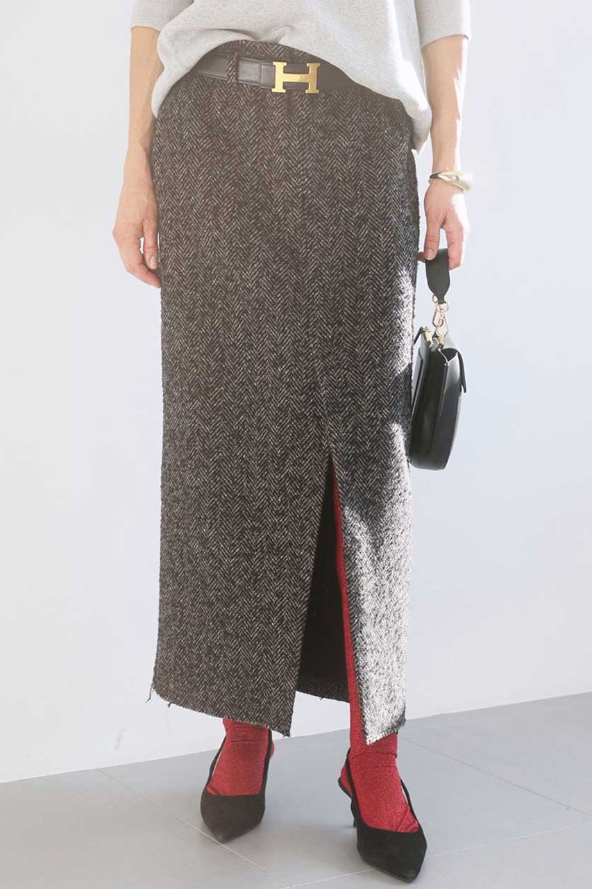 【ブリル/BRILL】のネップへリンボンタックスカート 人気、トレンドファッション・服の通販 founy(ファニー) 　ファッション　Fashion　レディースファッション　Fashion for Women　スカート　Skirts　ロングスカート　Long Skirts / Maxi & Midi Skirts　シンプル　Simple, Minimal　ストレート　Straight, Straight Cut　スリット　Slit, Slit Detail　センター　Center, Center Line　ネップ　Nepp, Slub Yarn　バランス　Balance, Style Balance　ボトム　Bottoms, Lower Wear　ロング　Long, Long-Length　other-2|ID: prp329100004831934 ipo3291000000035696938