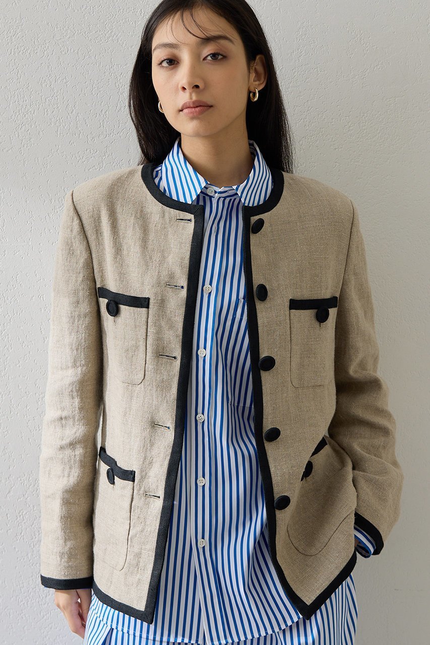 【ウィムガゼット/Whim Gazette】のリネンパイピングジャケット 人気、トレンドファッション・服の通販 founy(ファニー) 　ファッション　Fashion　レディースファッション　Fashion for Women　アウター　Coat / Outerwear Collection　レディースジャケット・軽アウター　Jackets　2026年　2026　ジャケット　Jacket, Outerwear　パイピング　Piping, Trim Design　ポケット　Pocket, Pocket Detail　リネン　Linen, Linen Fabric　ワッシャー　Washer, Crinkled Finish　エレガント 上品　Elegant　再入荷　Restock / Back in Stock　夏　Summer　春　Spring　S/S・春夏　SS, Spring/Summer, Warm Season　 other-1|ID: prp329100004831947 ipo3291000000036031729