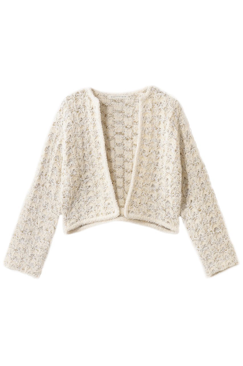 【マルティニーク/martinique】のツィーディーニットカーディガン インテリア・キッズ・メンズ・レディースファッション・服の通販 founy(ファニー) 　ファッション　Fashion　レディースファッション　Fashion for Women　トップス・カットソー　Cut & Sew Tops　ニット　Knit Tops & Sweaters　カーディガン・羽織り　Layered Style Cardigans　カーディガン　Cardigan, Knitwear　コンパクト　Compact, Small Size　ショート　Short, Short Length　ツイード　Twill, Twill Weave　デニム　Denim, Jeans Material　トレンド　Trend, Trending Now　フェミニン　Feminine, Girly　ボトム　Bottoms, Lower Wear　ワイド　Wide, Wide Fit　ホワイト|ID: prp329100004831951 ipo3291000000036780580