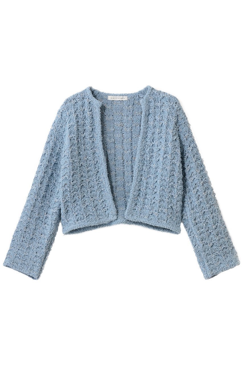 【マルティニーク/martinique】のツィーディーニットカーディガン インテリア・キッズ・メンズ・レディースファッション・服の通販 founy(ファニー) 　ファッション　Fashion　レディースファッション　Fashion for Women　トップス・カットソー　Cut & Sew Tops　ニット　Knit Tops & Sweaters　カーディガン・羽織り　Layered Style Cardigans　カーディガン　Cardigan, Knitwear　コンパクト　Compact, Small Size　ショート　Short, Short Length　ツイード　Twill, Twill Weave　デニム　Denim, Jeans Material　トレンド　Trend, Trending Now　フェミニン　Feminine, Girly　ボトム　Bottoms, Lower Wear　ワイド　Wide, Wide Fit　サックス|ID: prp329100004831951 ipo3291000000036780581